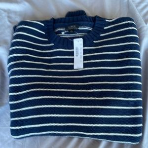 J crew, Heavy striped blue sweater, size M, 100% organic cotton
